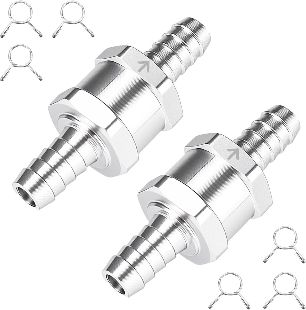 2 stuks eenmalige terugslagklep brandstof, aluminium terugslagkleppen, niet-terugslagklep diesel brandstofleiding, lucht olie terugslagkleppen, aluminiumlegering benzine controle accessoires voor auto