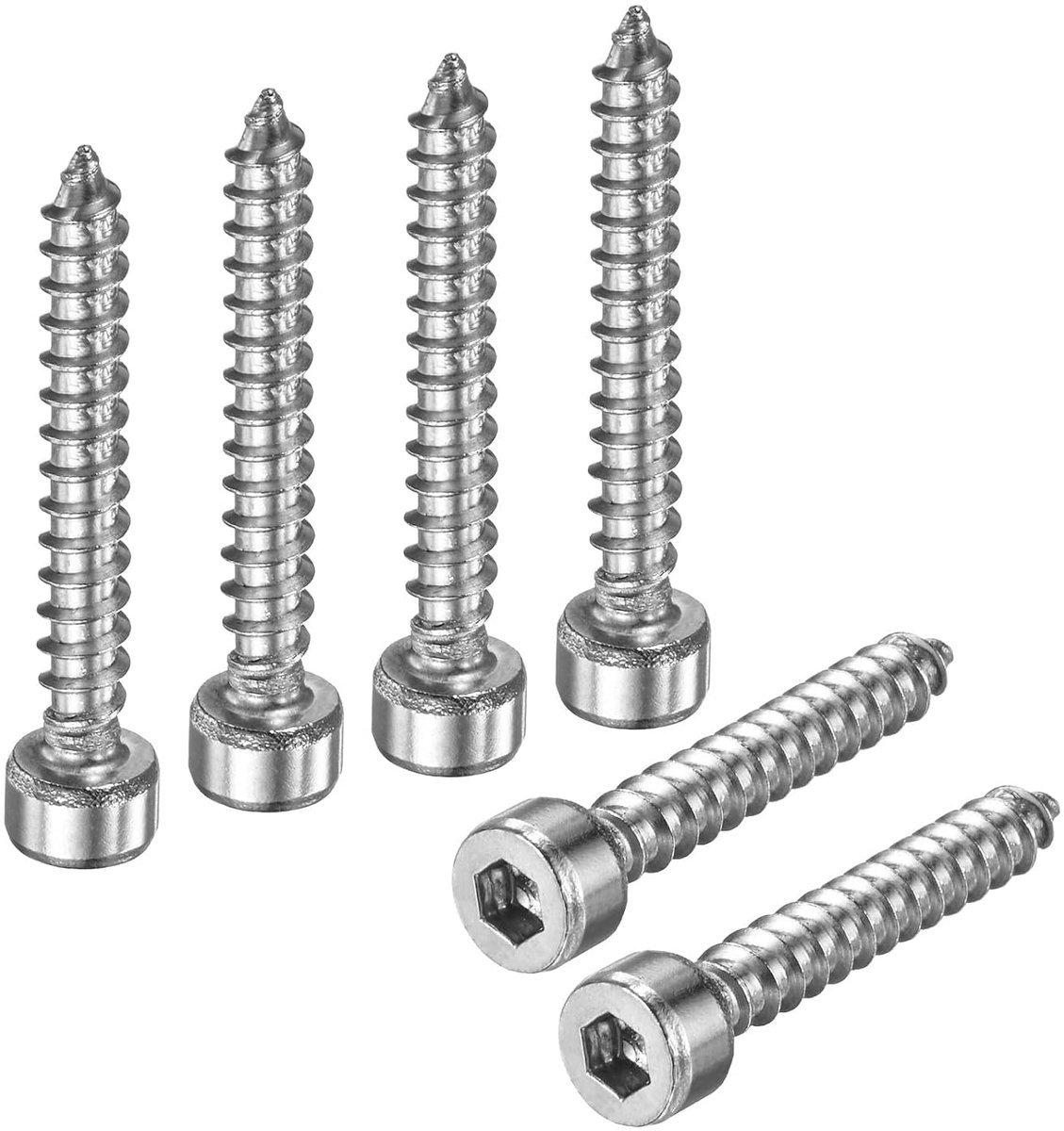100 stuks zelftappende schroeven met binnenzeskant, M4 x 30 mm roestvrij staal met zelftappende punt voor meubels/machines/doe-het-zelfprojecten, zeskant-slagschroeven
