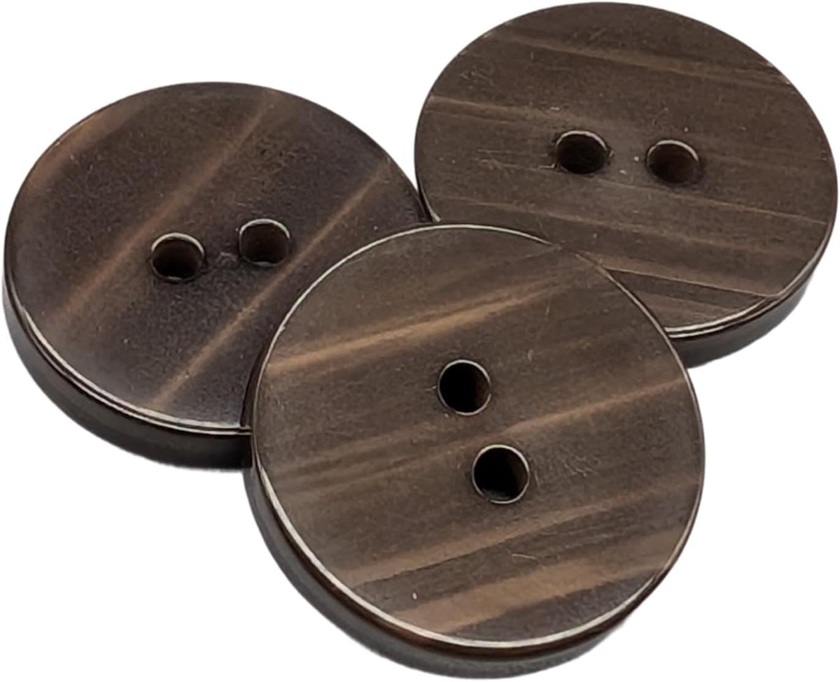 Knopen van imitatieparelmoer, omkeerbaar, 6 maten en 10 kleuren om uit te kiezen, 2 gaten voor baby's en overhemden, gemaakt en verzonden vanuit Spanje, bruin, maat 20 mm