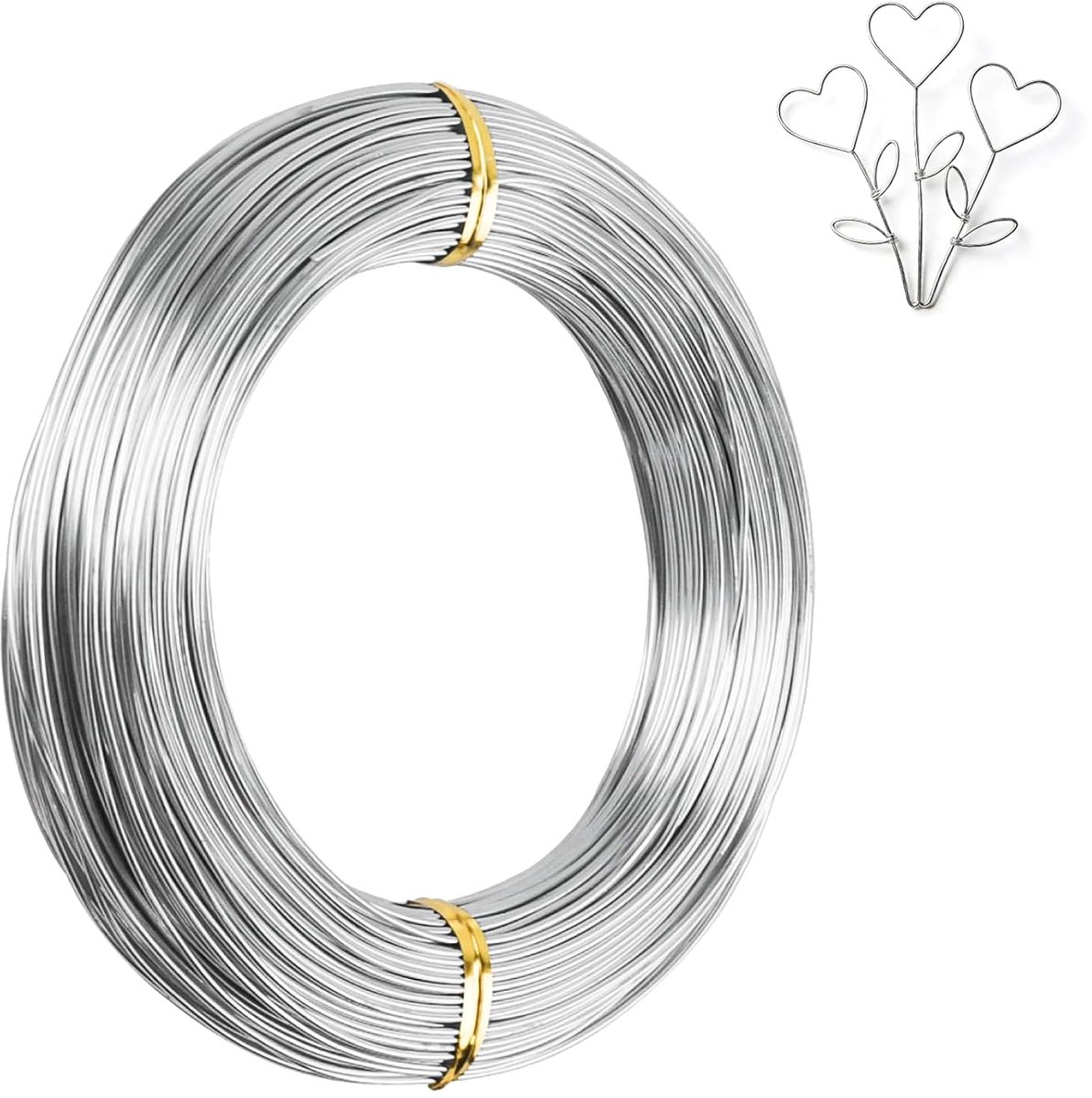Draad om te knutselen, knutseldraad, 1 mm x 50 m, sieradendraad, zilver, aluminiumdraad, buigzaam knutseldraad zilver voor kransmaken, sieraden maken, modelbouw, doe-het-zelf handwerk