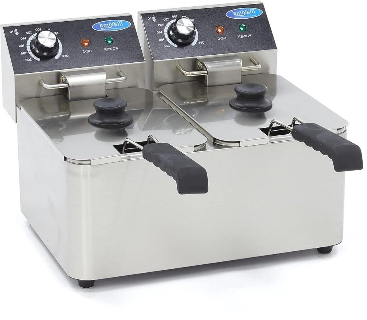 Dubbele Frituurpan - Professionele Friteuse - Thuis Frituren - Separate Elementen - 2x 4 Liter - Zilver