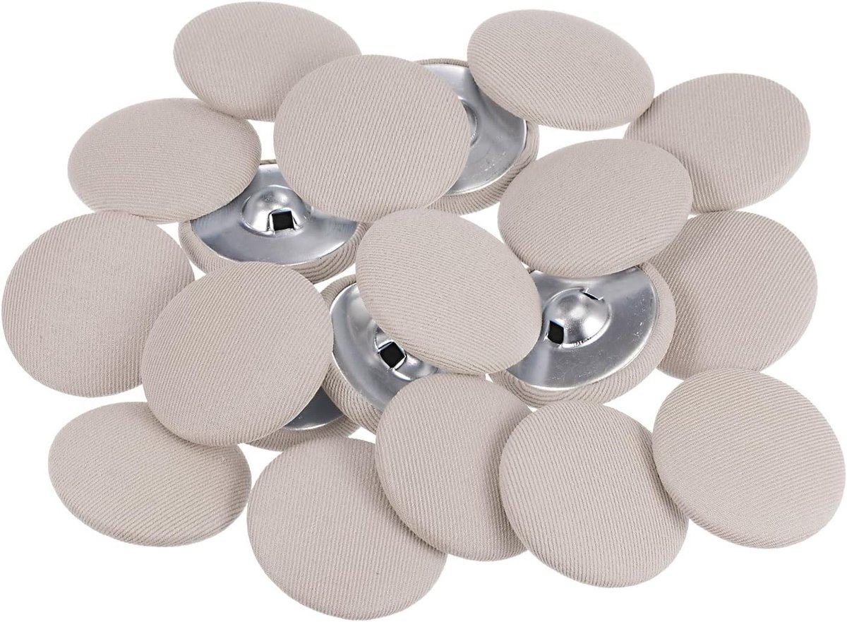 Knopen om te naaien, 30 mm, ronde knopen met metalen schacht, voor kleding, blouses, beige