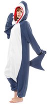 Haai Onesie Pak Kostuum Outfit Huispak Jumpsuit Verkleedpak - Premium Verkleedkleding - Halloween & Carnaval - SAZAC - Kinderen & Volwassenen - Maat Onesize voor Lichaamslengte (155-182 cm)