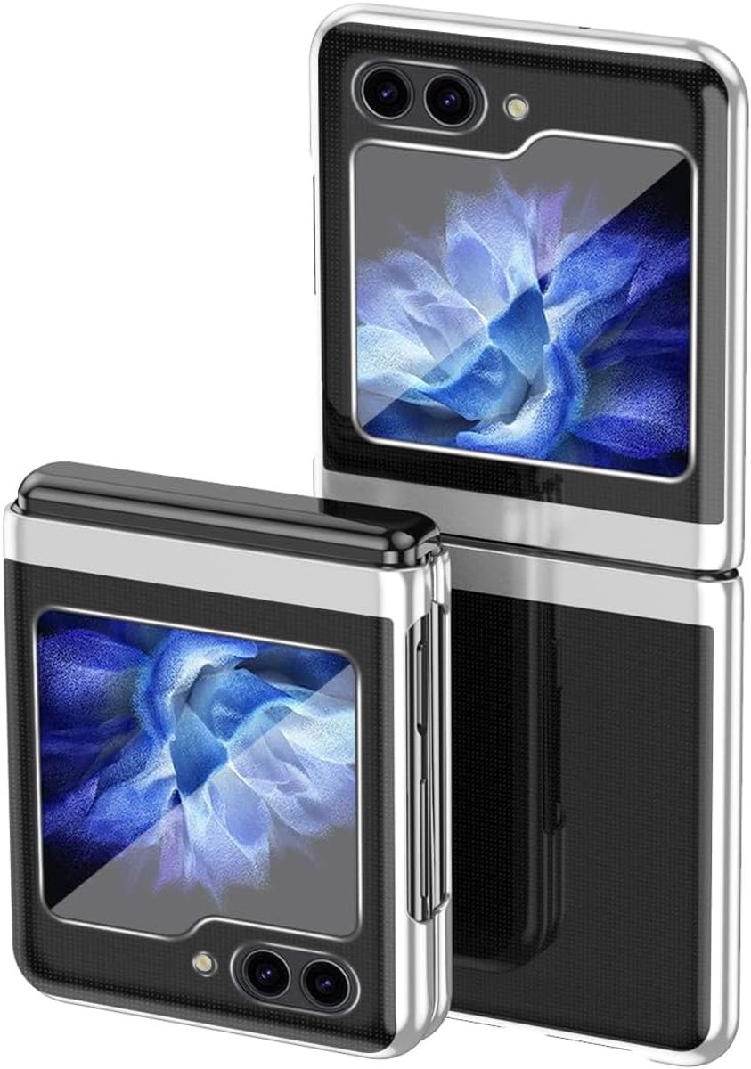 Case voor Samsung Galaxy Z Flip6 (Z Flip 6) Galvaniseren Frame Bumper Plating Beschermende Cover Slank Krasbestendig, Transparant Telefoonhoesje. Zilver
