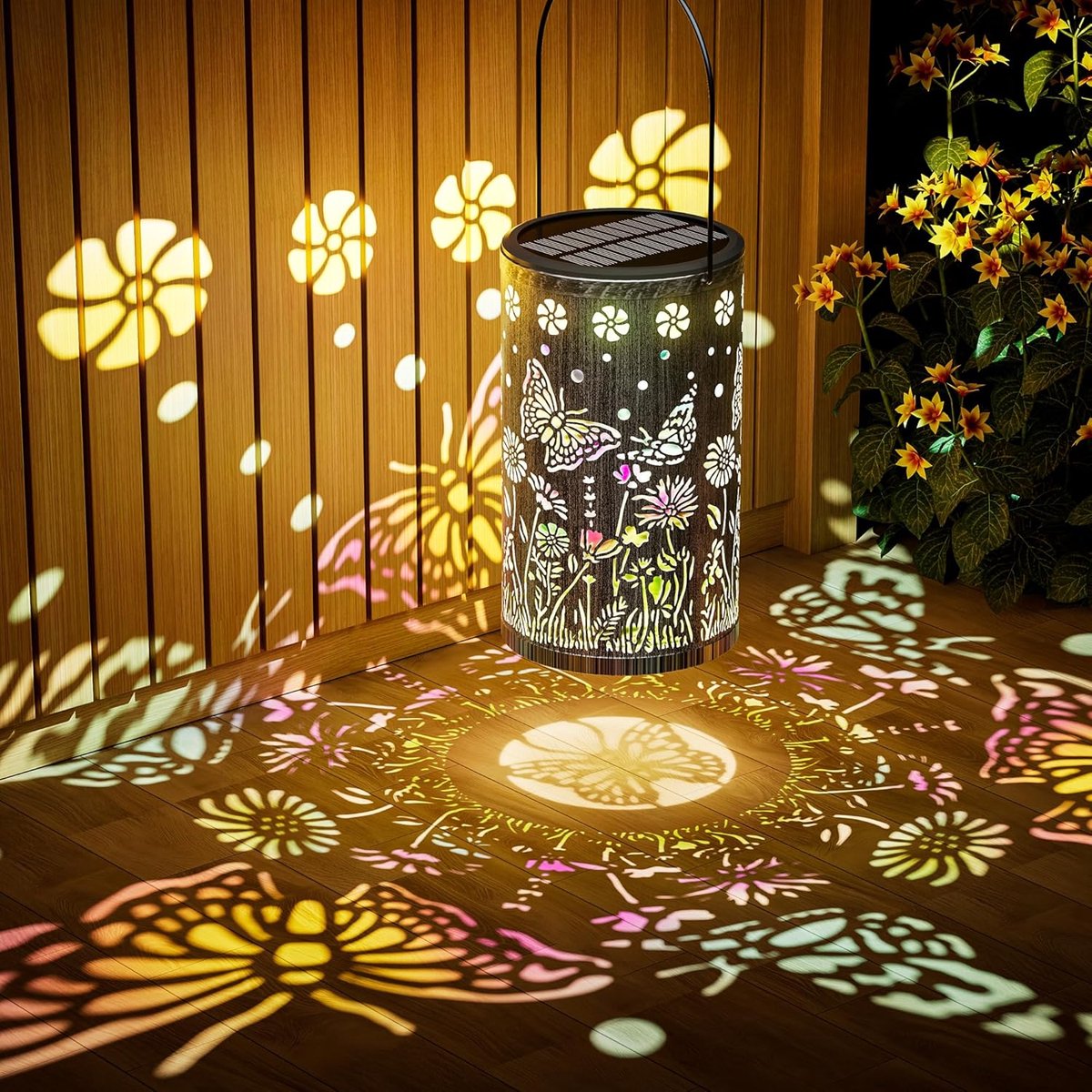 Solarlantaarn voor buiten, dynamische solarlampen voor buiten, hangend, waterdicht 1200mAh accu, solar vlinders voor buiten, balkon, terras, gazon, tuin, cadeau