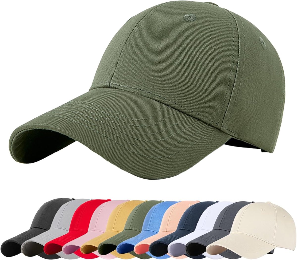 Plain Baseball Cap, Unisex Classic 6 Panel Verstelbare Casual Katoen Snapback Sluiting Anti UV Zomer Sport Zonneklep Hoed