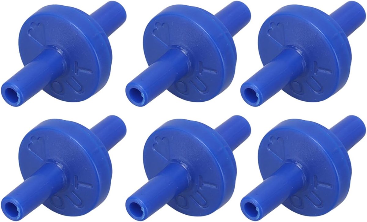 Terugslagventiel, 10 stuks, transparant, 5 mm, PP-kunststof slang, membraanslang, weerhaak voor voeding, luchtinlaat, industriële accessoires (4 mm, blauw)