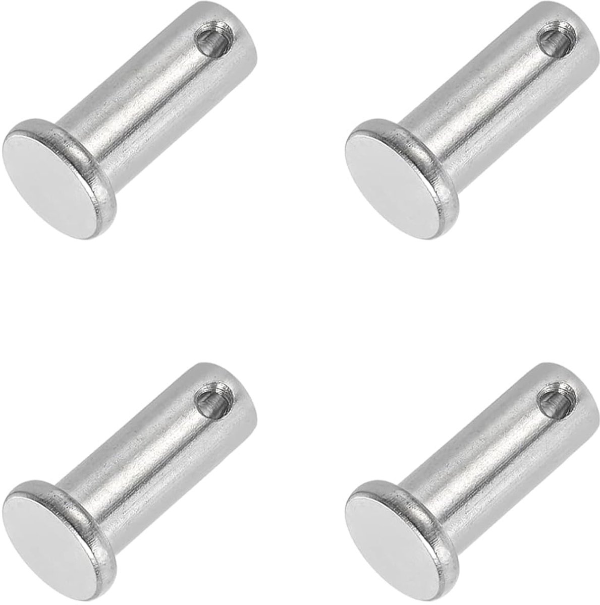 10 x 25 mm enkele oogpen, 4 stuks 304 roestvrij staal platte kop voor trekhaak spindelvergrendelingssysteem, scharnieren, zilver