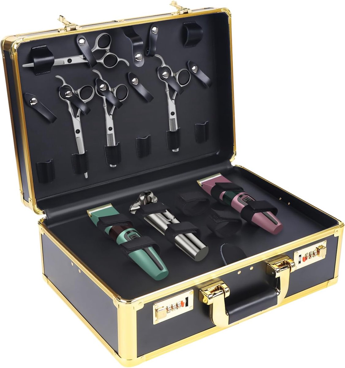 Draagbare kapperskoffer met wachtwoordslot - groot volume - organizer voor schaar en trimmer - veilig transport - SnelShoppen
