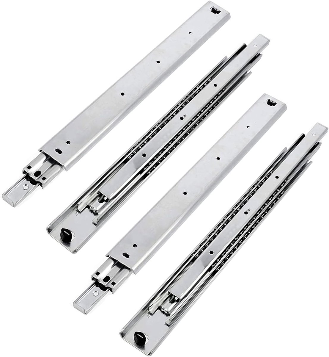 Ladegeleiders, volledig uittrekbare ladegeleider, 53,9 x 1100 mm, 2 mm dik, gegalvaniseerd staal, telescopische railgeleider, railsysteem, belastbaar tot 100 kg, set van 2 = 4 stuks