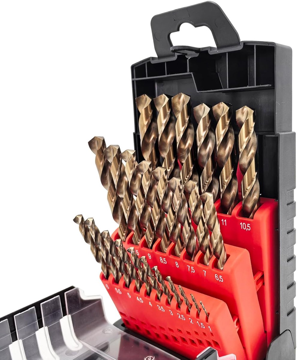 M35 boorset, 25-delig, kobalt spiraalboorset voor metaal, roestvrij staal en aluminium (1-13 mm)