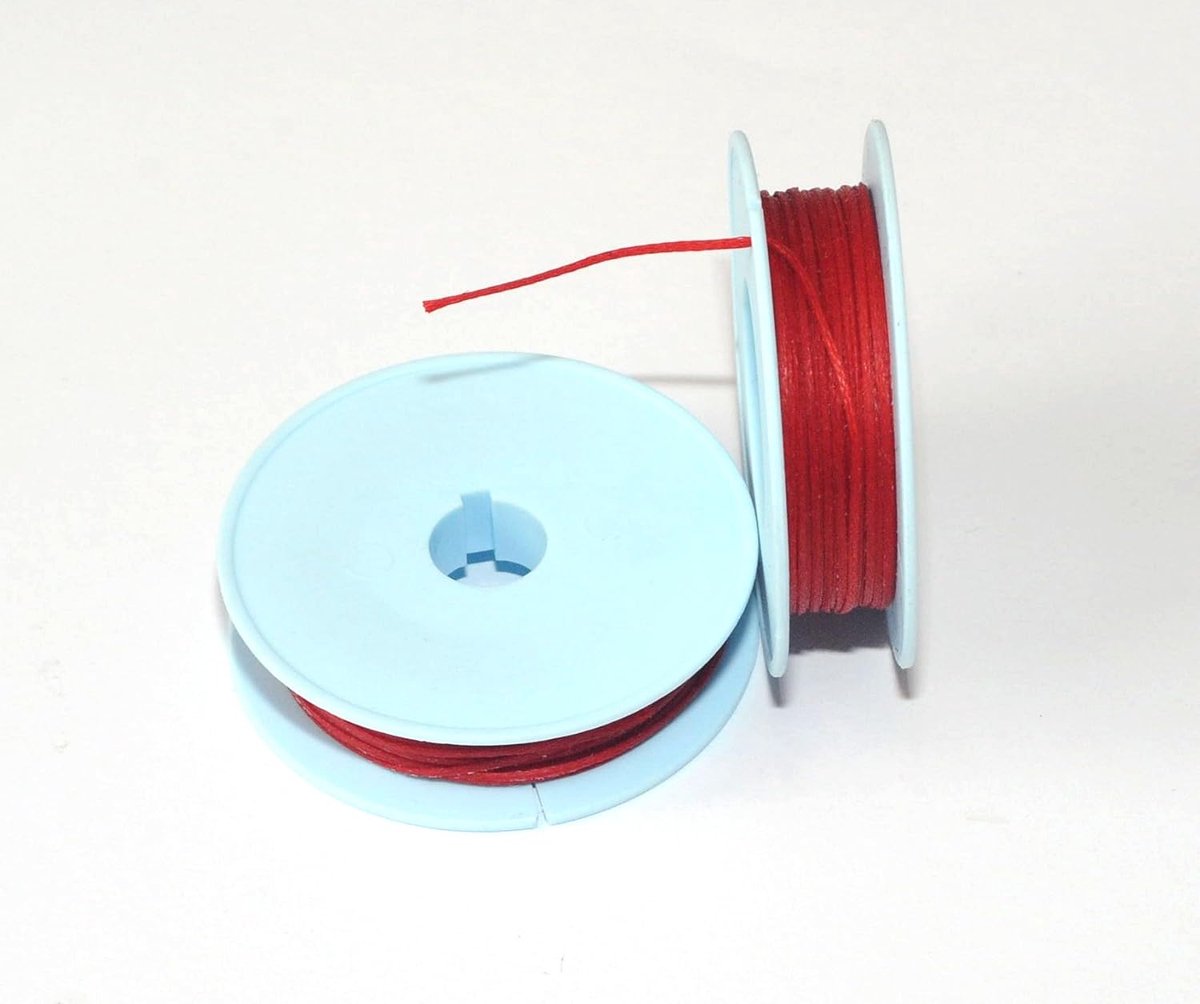 Garen 30 m x 1,0 mm rood, gewaxt, 6 m x 6 cm x 2 cm