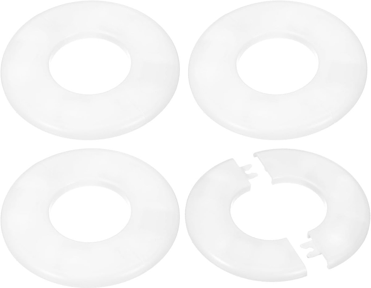Muur Split Flens 2"/51mm, 4Stks ABS Ronde Zelfklevende Escutcheon Plaat Deksel Gesp voor Waterpijp Kraan Decoratie, Wit