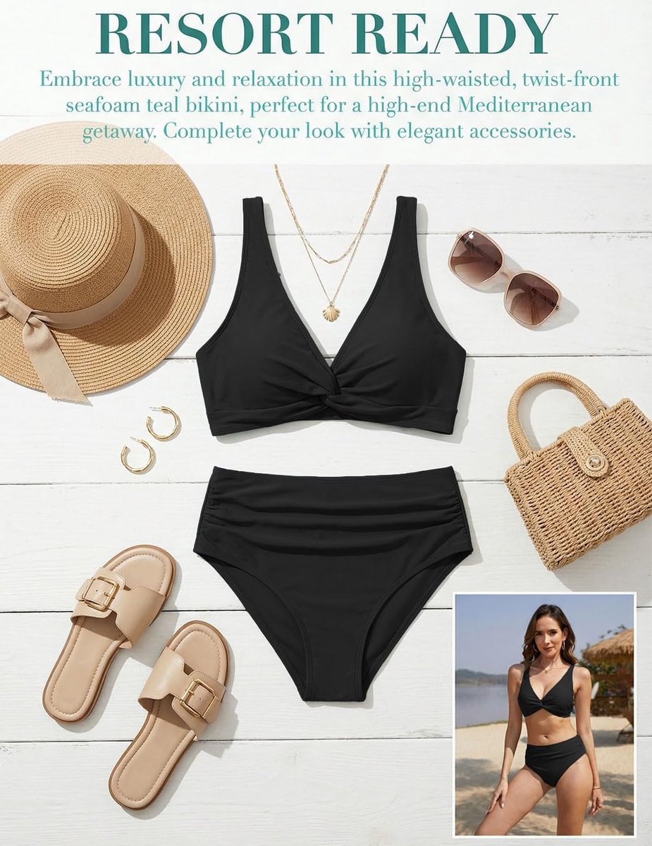 Bikini dames set push-up hoge taille tweedelig badpak buikweg sexy bikini voor dames V-hals triangel bikini bovendeel crossover twist front badmode wikkellook gevoerd badpak