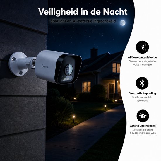 Arenti O3 WiFi Beveiligingscamera voor Buiten 4MP - Buitencamera - Camera - Spotlight - Bluetooth Pairing - Nachtvisie - AI Bewegingsdetectie - Alexa & Google - Zonedetectie van Arenti — afbeelding 5