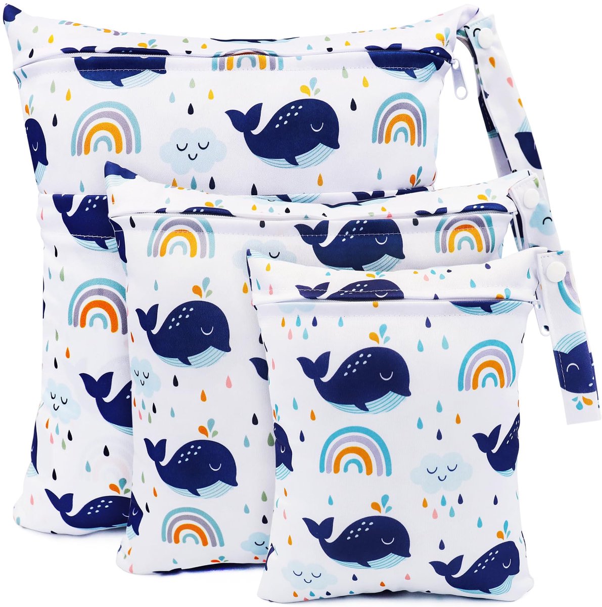 Luiertas met neuszakken - 3 stuks wetbag - stoffen luiers - organizer voor baby's - ShopVlot