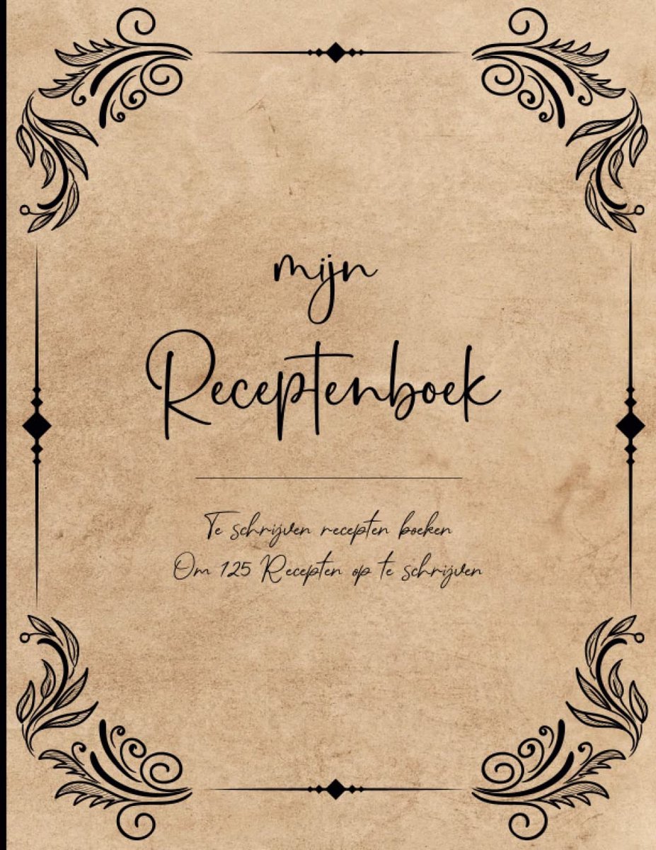 Receptenboek A4 - Leeg kookboek - 125 favoriete gerechten - Persoonlijk notitieboekje - ShopVlot
