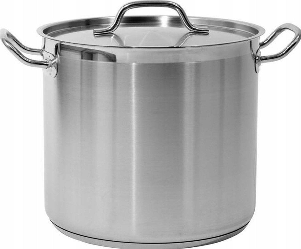 Professionele RVS Pan 15,4L met Deksel - Inductie & Dikke Bodem