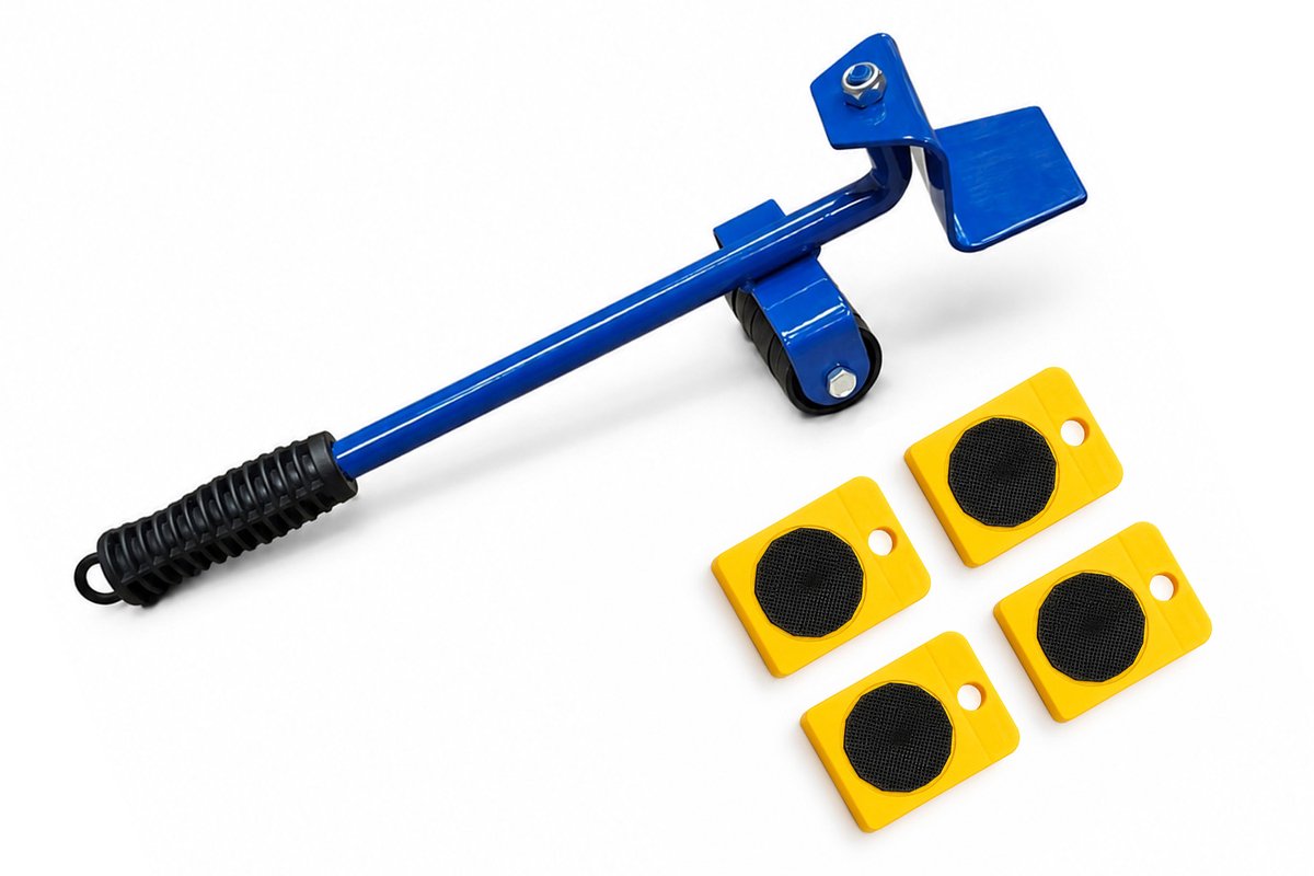 Kortpack Lift & Roll Set verhuishulp - verhuisaccessoires - zwart - 150kg belasting - Stalen hefboom