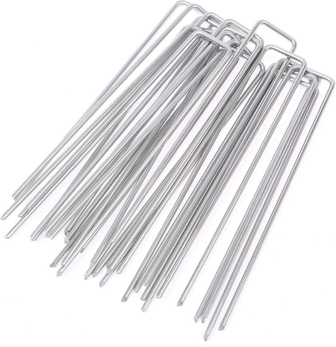 SnelShoppen - 100 Stuks LINZI Tuin Grondnetting Fixeer Pinnen - Stalen Steekpinnen - 148mm x 25mm x 2.8mm - Geschikt voor Zacht en Hard Bodem - Tuin,