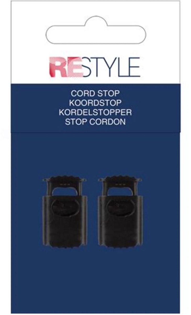 Restyle Koordstop 1-gaats Kunststof 2 stuks 000 Zwart
