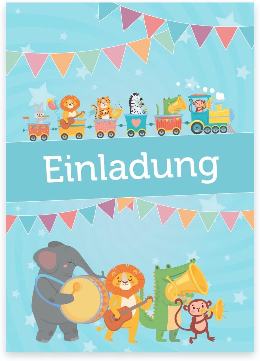Uitnodigingskaarten kinderfeestje 12 stuks - Premium kwaliteit - Dierenmotief - Snel in te vullen - ShopVlot