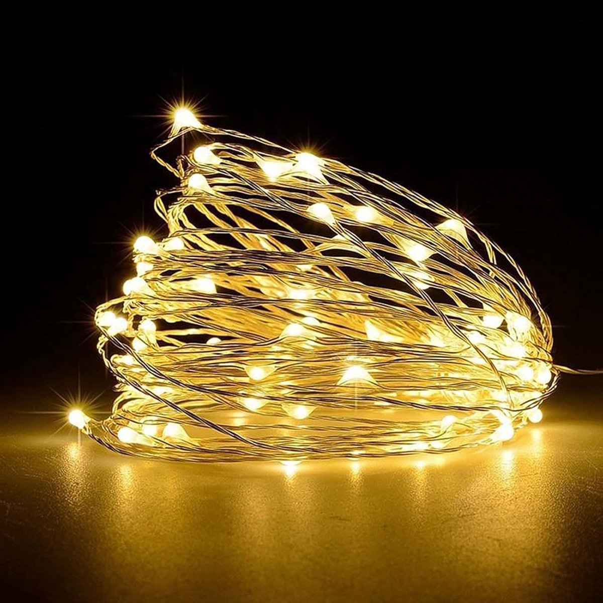Sfeerverlichting 50 LED - 5 meter koperdraad - warm wit - ideaal voor decoratie - ShopVlot