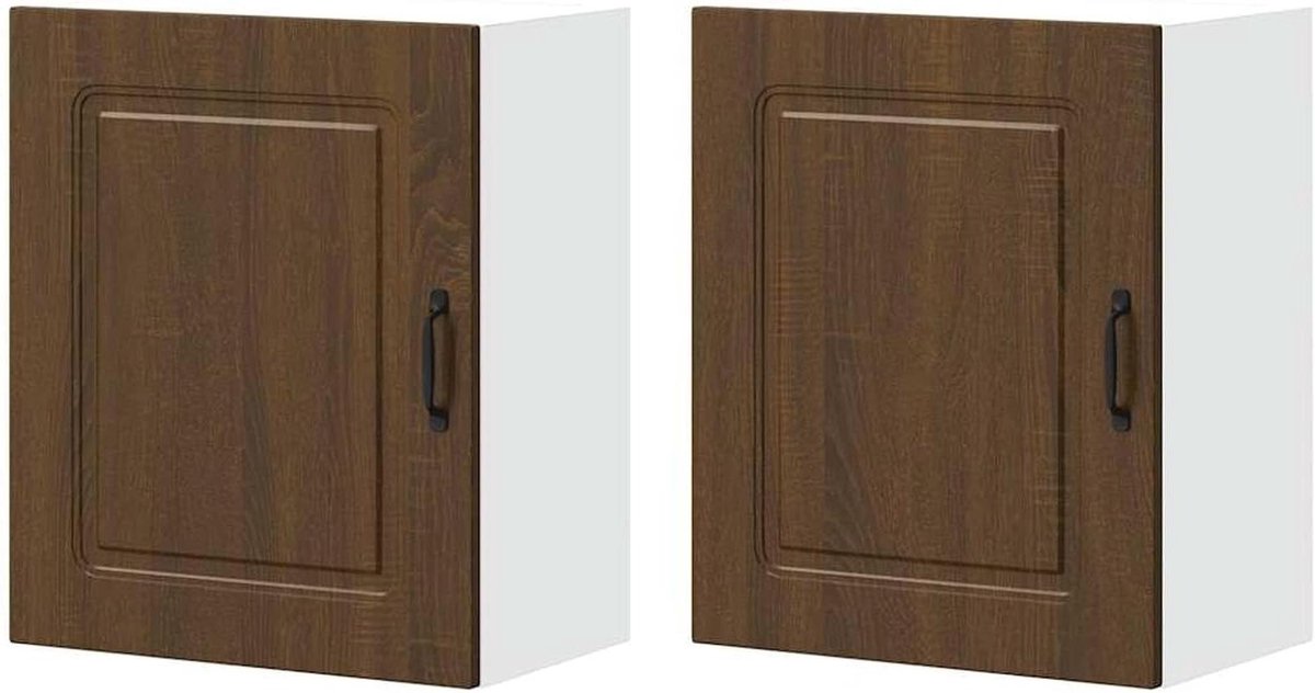 Keuken hangkasten - Wandkasten bovenkast - Keuken opbergen - Stevig houtmateriaal - 50 x 31 x 60 cm - Bruin eiken