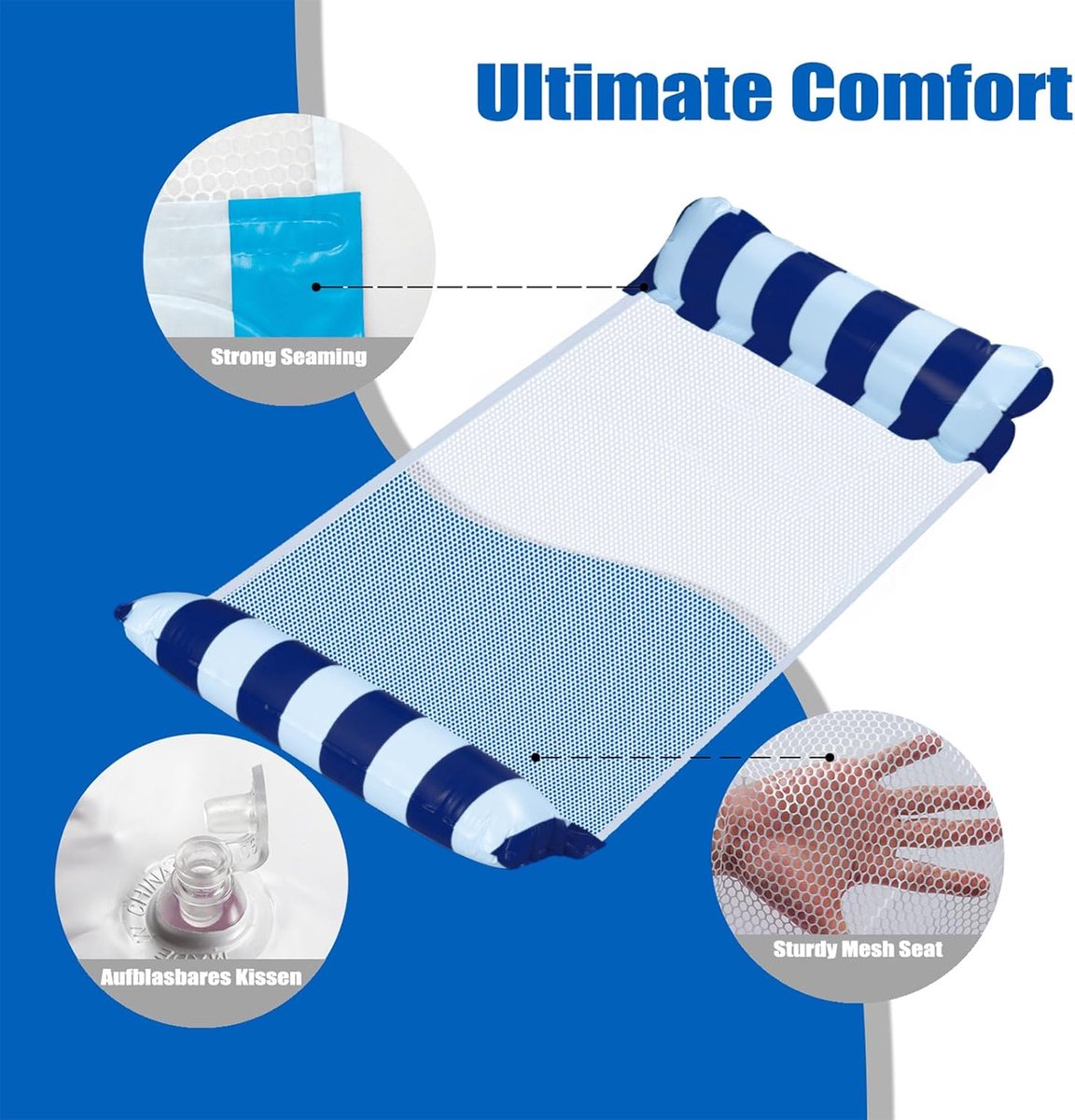 Watermatras Set 2 Stuks - Opblaasbare Zwembadmatras - 4-in-1 Hammock en Lounger - Perfect voor Pool Fun - ShopVlot