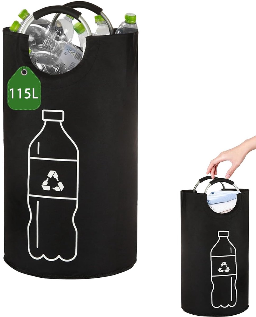 Afvalbak voor flessen 115L - Vouwbaar ontwerp - Aluminium handvat - Ideaal voor buitengebruik - ShopVlot