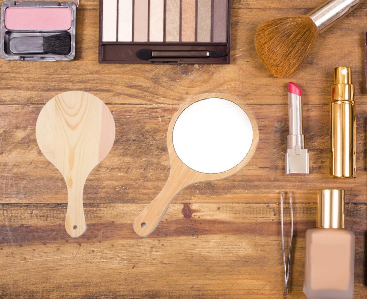 Handspiegel Hout - Professionele Haarsalon Spiegel - Hoge Resolutie - Ideaal voor Make-up en Haarverzorging - ShopVlot
