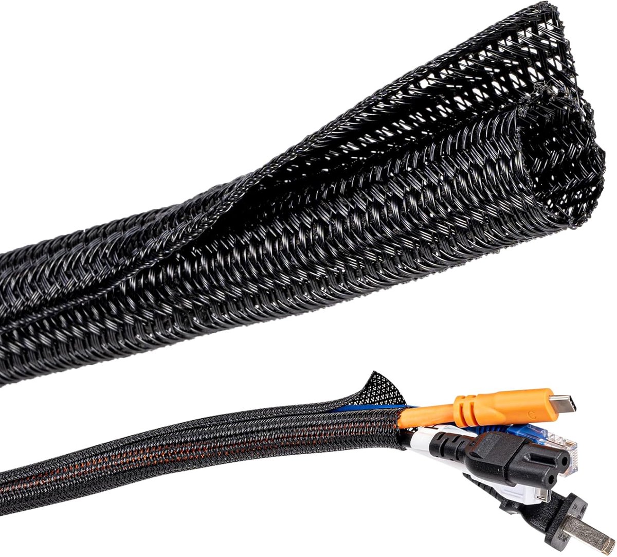 Kabelslang 12-20 mm - Zwart - Zelfsluitend - Ideaal voor kabelbeheer thuis of op kantoor - ShopVlot