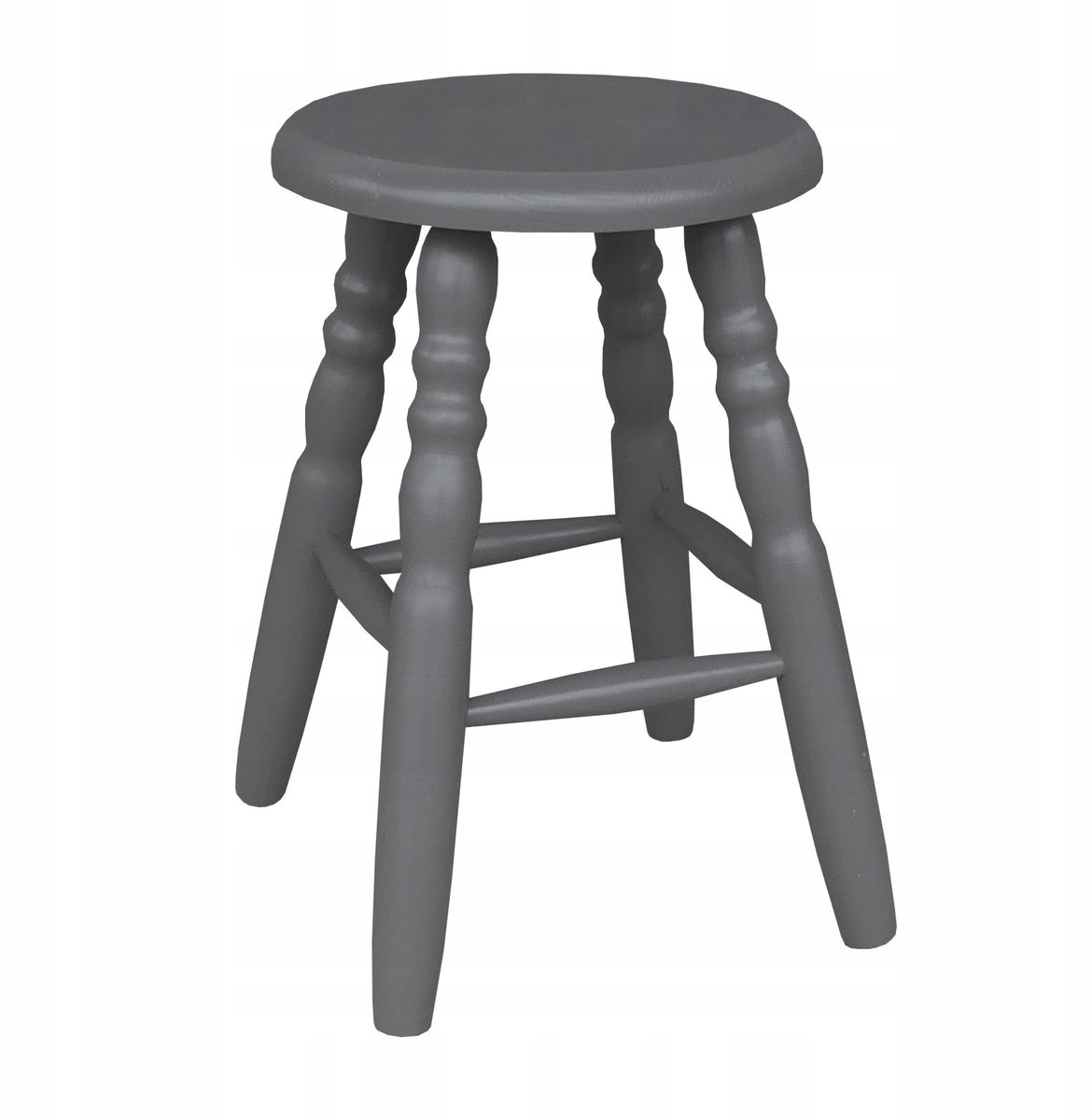 Antraciet Houten Keukentabouret - Rond Zitting, 45cm Hoog