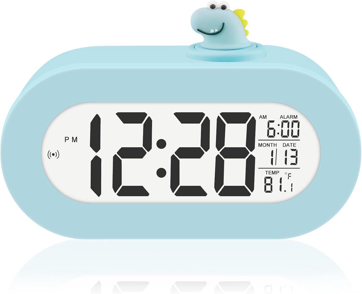 Digitale Kinderwekker met Snooze - Schattige Dinosaurus - Temperatuurweergave - Voor jongens en meisjes - ShopVlot