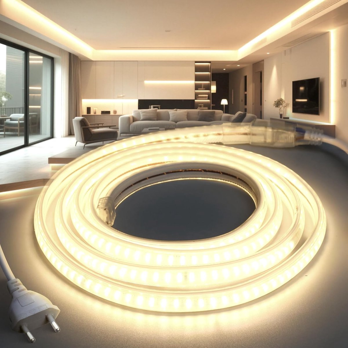 LED Neon LED Strip 220V 2M Neutraal Wit 4000K - 145 LEDs/m - IP65 Waterdicht - Flexibele LED Strip voor Tuin en Binnen - ShopVlot
