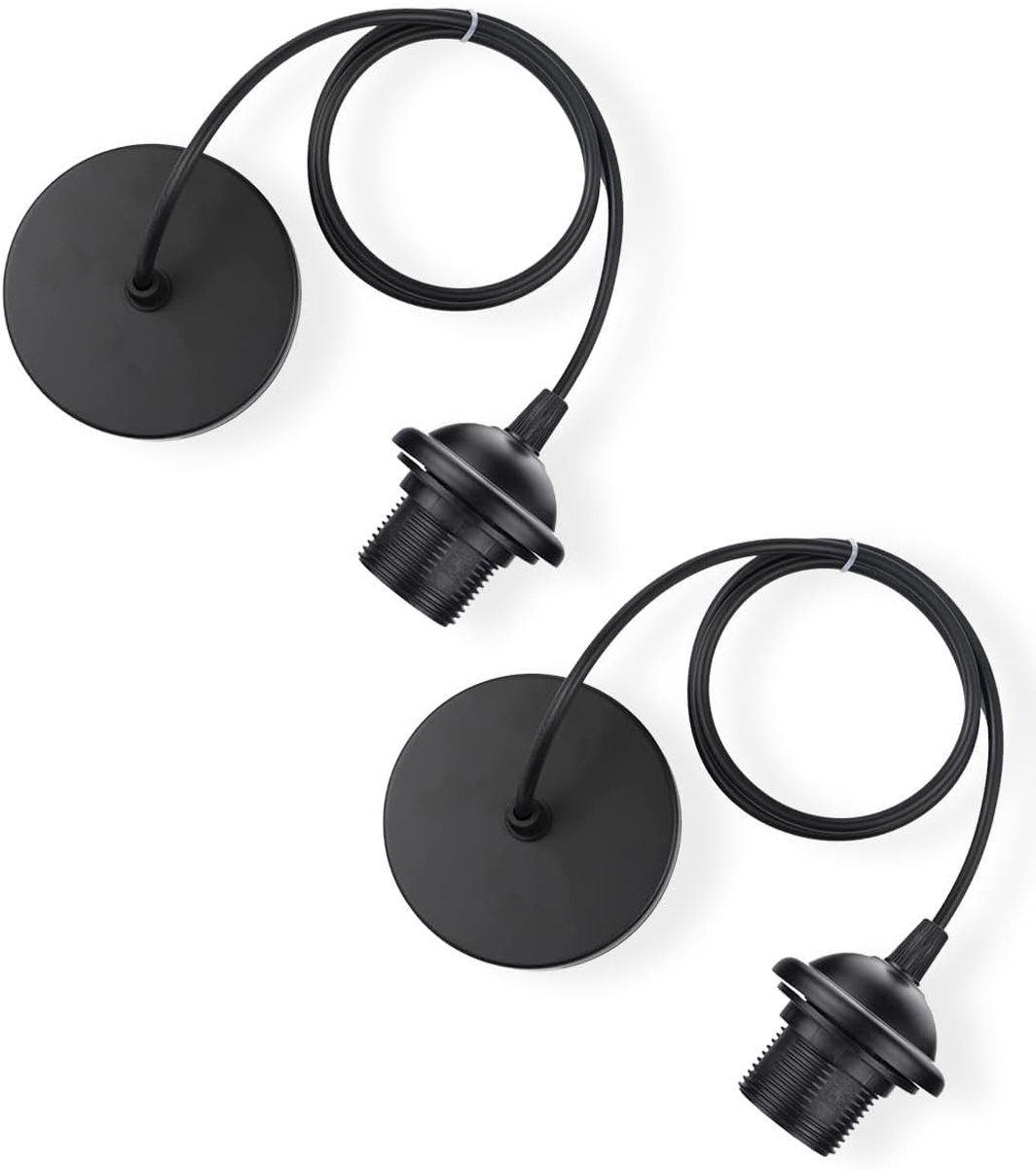 Hanglamp E27 100cm - Aluminium Fitting - Zwart - Ideaal voor woonkamer - ShopVlot