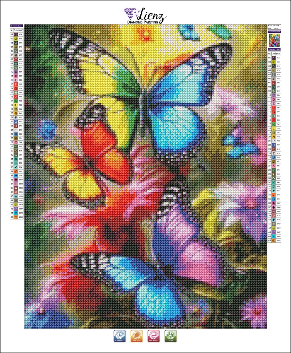 Lienz® Diamond Painting volwassenen 40x50cm – Rond – Vlinders kleurrijk — afbeelding 2