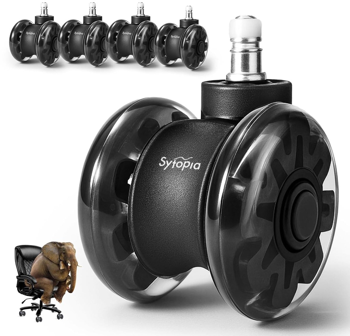 Kantoorstoel wielen 11 mm x 22 mm - Set van 5 - Vloerbeschermende rolwielen - Stil en soepel rijden - ShopVlot