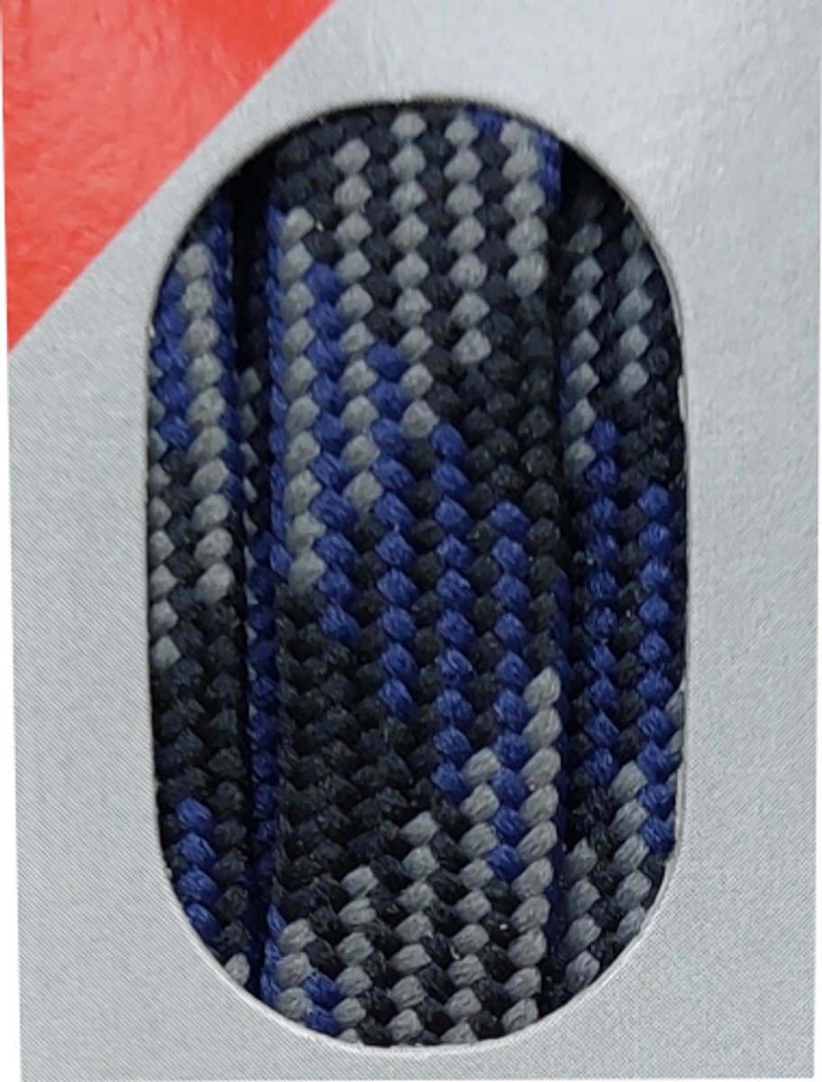 Bob Veter - Zwart/Blauw/Grijs - Plat - Lengte 150 cm - Breedte 10 mm - Bergschoen - Wandelschoen - Schoenveter