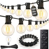 Aurae Buitenverlichting 20 LED - 12 m - Lichtsnoer Buiten en Binnen - IP44 - Prikkabel met Afstandsbediening - Dimfunctie - Timer - Lichtslinger - Sfeerverlichting