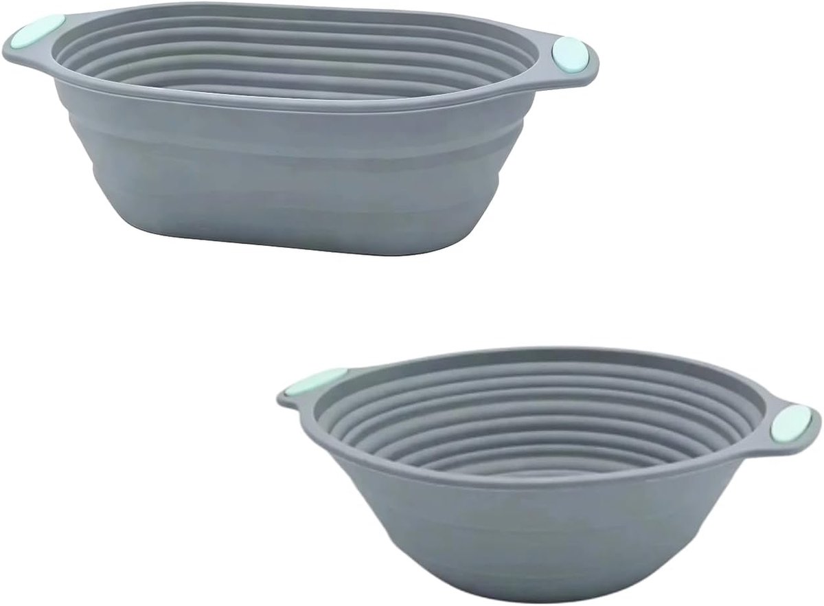 Fermentatie mand, leaven starter set - silicone oval en rond - hittebestendig - perfect voor brood bakken - ShopVlot