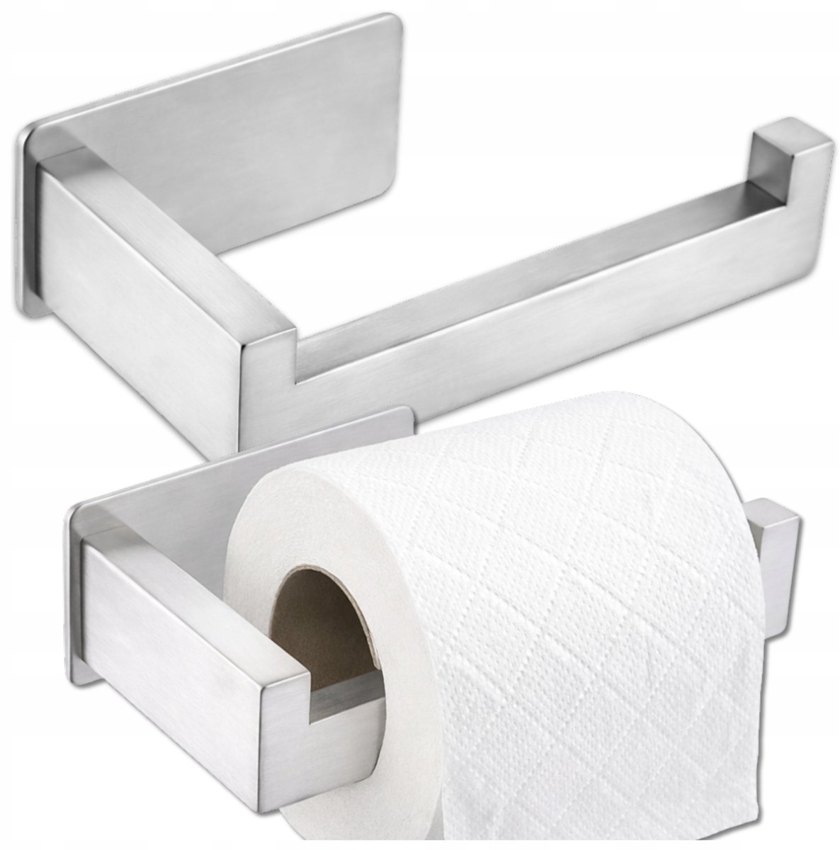 Merkloos Zilveren Wandhouder Toiletpapier - Zelfklevend, Roestvrij Staal