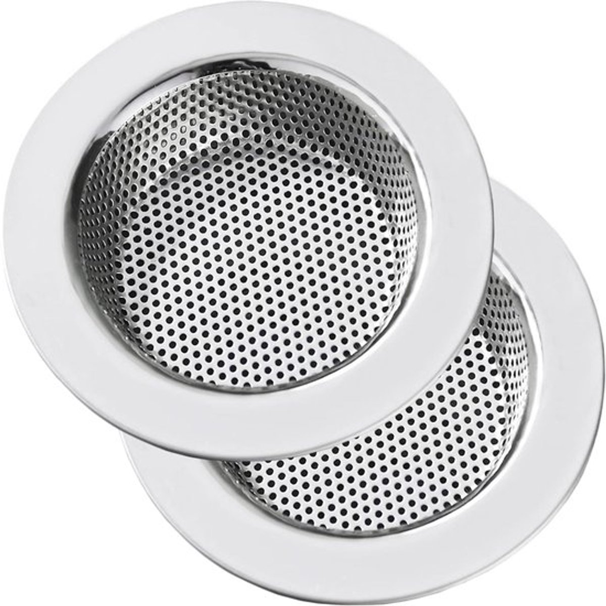 Gootsteenzeef roestvrij staal set van 2, 11,5 cm diameter, met brede rand