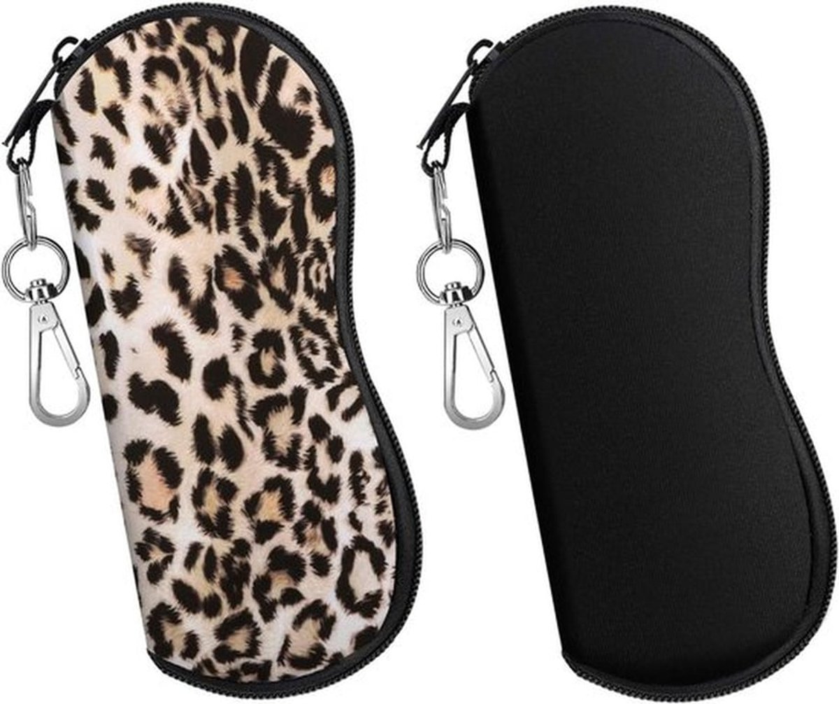 Zachte Neopreen Zonnebril Etui (2 Stuks) - Beschermende Brillen Tas met Clip voor Dames en Heren