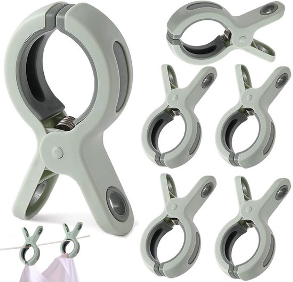 Strandhanddoekclips - 6 stuks - Grote Wasknijper - Quiltclips - Wasknijpers - Grote Knijpers - Handdoekknijpers - Strandlaken Knijpers - Handdoek Klemmen - Strandlakenclip voor strandstoel - Winddicht - Voor badhanddoek, beddengoed en kleding - Groen