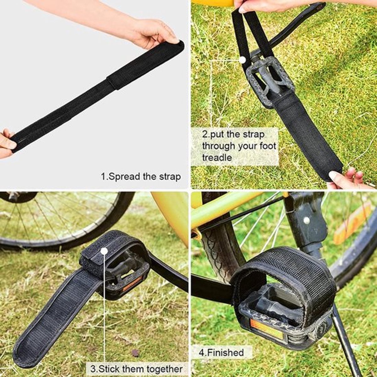 1 paar Zwart - nylon Fietspedalen Bands Voeten Set - Pedal straps - Beam Foot - Fietspedalen Race - nylon Riembevestiging - Toeclips Universeel - verstelbaar