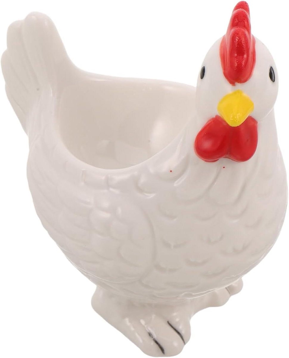Keramische Eierdop - Eierhouder Kip - Ontbijt Serveren - Speels Kuikenontwerp - 11 cm - Wit