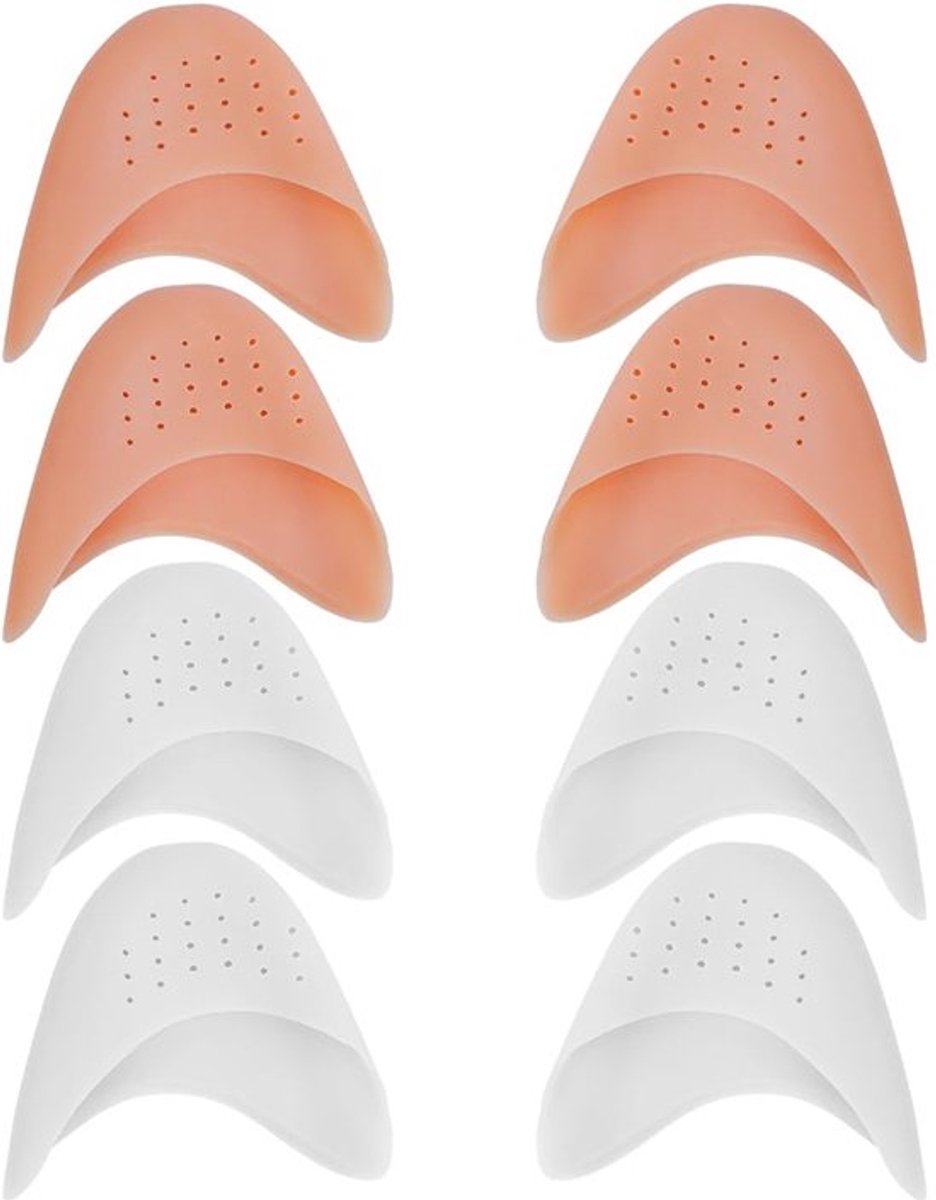 Set van 4 paar siliconen teenbeschermers met ademende gaten, zachte gelkussentjes voor mannen en vrouwen voor extra comfort en bescherming in schoenen