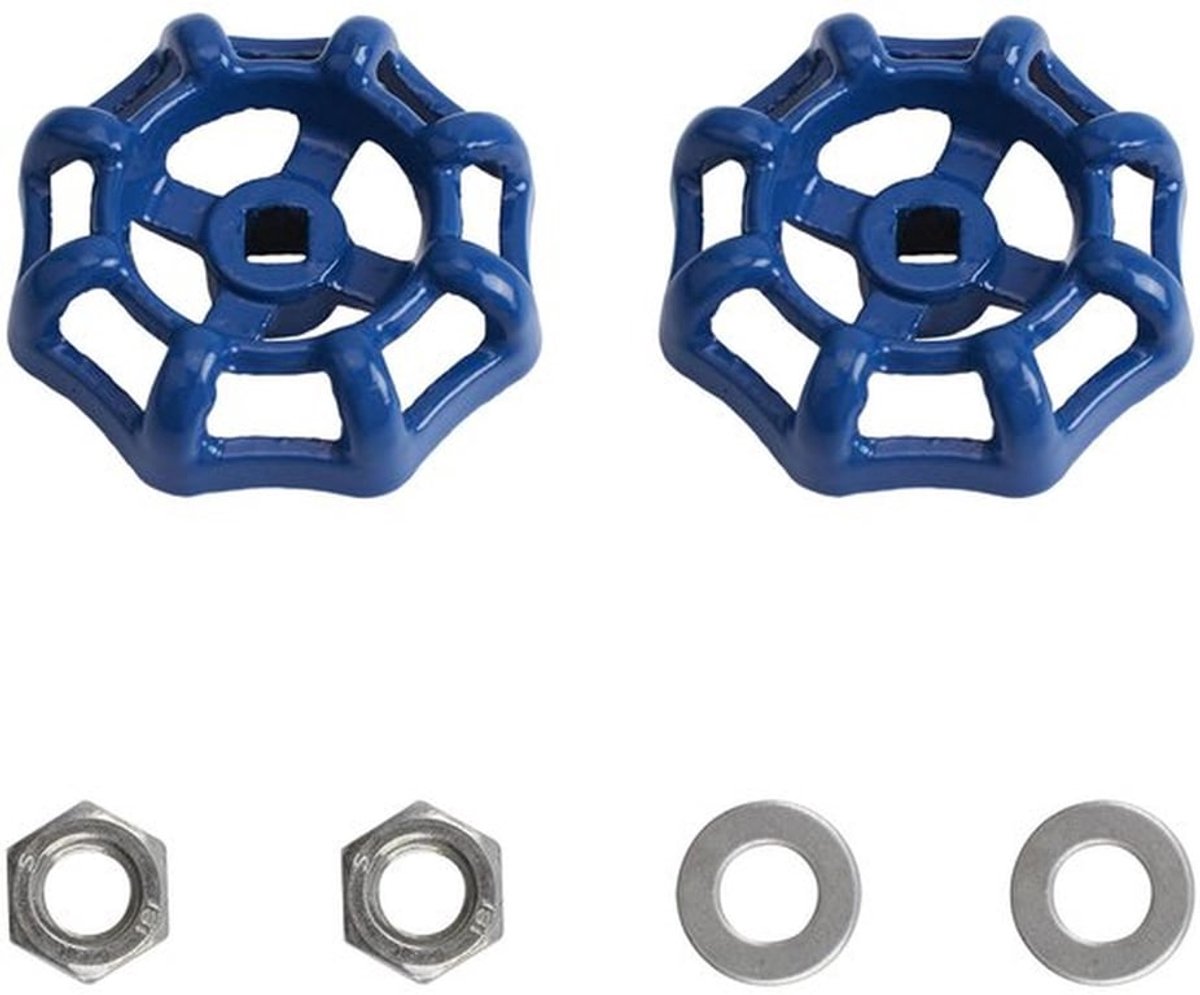 Waterkraan Handvat, 2 stuks Metalen Buitenbrandkraan Ronde Wielhandvatten, Waterklep Vervangingsvierkante Broach 6x6mm (Blauw)