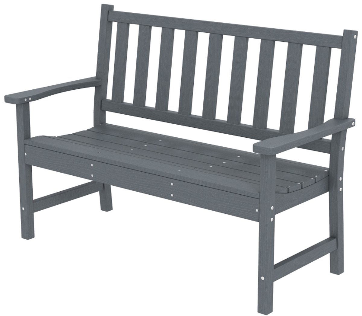 Tuinbank voor buiten 130x59x91 cm Grijs Kunststof tweepersoons tuinbank relaxstoel met armleuningen en rugleuning stabiel duurzaam eenvoudig schoon te maken voor terras balkon en tuinmeubilair